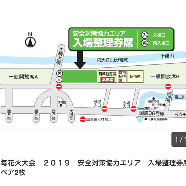 勝毎花火大会 2019 安全対策協力エリア 入場整理券 ペア2枚 バラ売り可