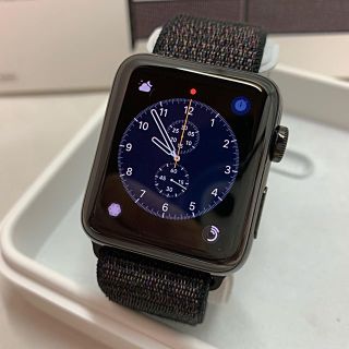 アップルウォッチ(Apple Watch)の美品 Apple Watch シリーズ2 42mm ブラックステンレス(腕時計(デジタル))