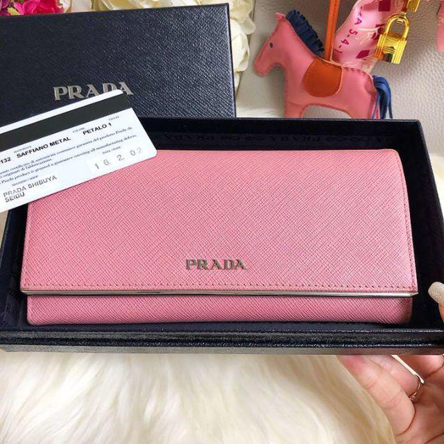 【超美品】PRADA プラダ 長財布 サフィアーノ ピンク パスケース付き | フリマアプリ ラクマ
