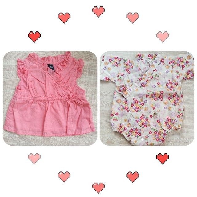 babyGAP(ベビーギャップ)の甚平 ロンパース 浴衣 、GAP 2枚 80cm 女の子 キッズ/ベビー/マタニティのベビー服(~85cm)(甚平/浴衣)の商品写真