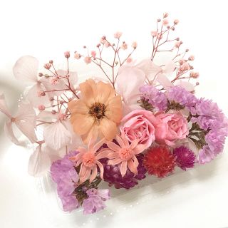 ピンク〜薄紫の花材詰合せボックス＊フランネルフラワー 入り(ドライフラワー)