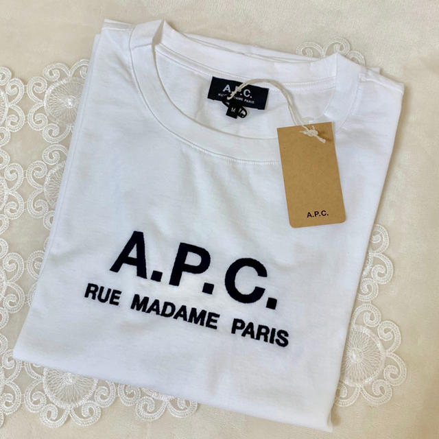 【新品】A.P.C.アーペーセー ロゴ刺繍Tシャツ★男女兼用　半袖★ ホワイト