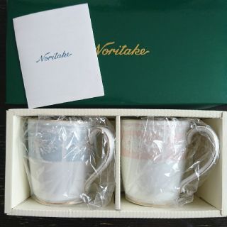 ノリタケ(Noritake)のノリタケ Noritake レースウッドペアマグカップ ピンク ブルー 二個(食器)