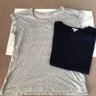 ギャップ(GAP)のギャップ☆メッシュフレンチスリーブTシャツ☆2枚グレー・ネービー(Tシャツ(半袖/袖なし))