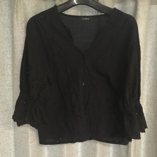 ダブルクローゼット(w closet)の黒 レース ブラウス(シャツ/ブラウス(長袖/七分))