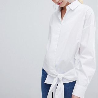 エイソス(asos)のasos ビッグリボンホワイトシャツ新品送料込(シャツ/ブラウス(長袖/七分))