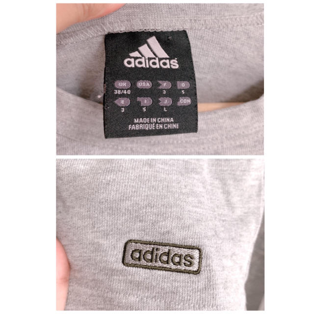 adidas(アディダス)の【adidas】三本ライン グレーTシャツ Lサイズ 美品 メンズのトップス(Tシャツ/カットソー(半袖/袖なし))の商品写真