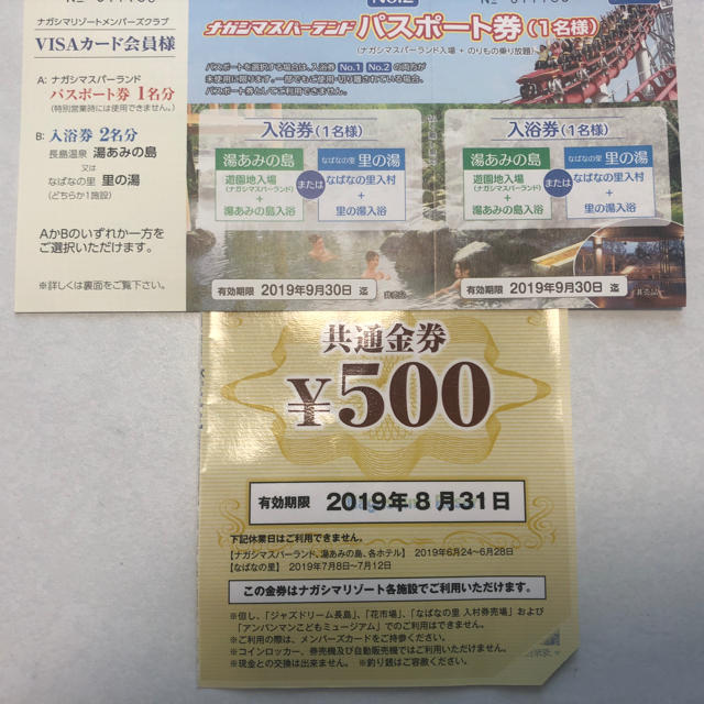 ナガシマスパーランド パスポート券 共通金券 1枚