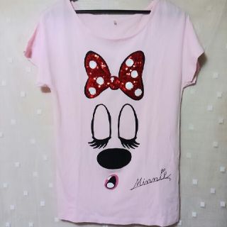 ディズニー(Disney)のミニー❤スパンコールTシャツ❤ピンク❤ディズニー❤カットソー❤トップス❤(Tシャツ(半袖/袖なし))