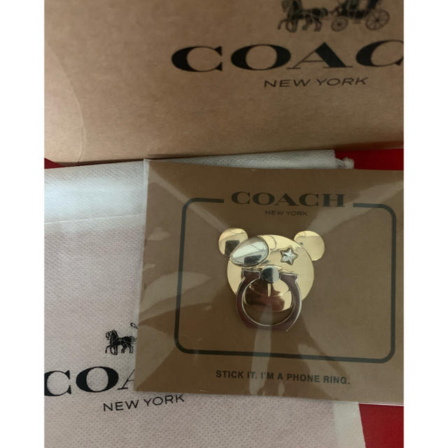 COACH(コーチ)の新品未使用‪‪☺︎‬COACH スマホリング クマちゃん🐻 スマホ/家電/カメラのスマホアクセサリー(その他)の商品写真