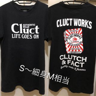 クラクト(CLUCT)のS〜細身Mサイズ相当！CLUCT クラクト 古着半袖Tシャツ 黒 両面プリント(Tシャツ/カットソー(半袖/袖なし))