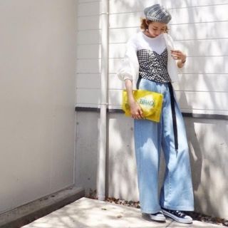 ザラ(ZARA)のZARAギンガムチェックビスチェ付きTシャツトップスカットソー(Tシャツ(半袖/袖なし))