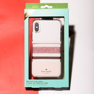 ケイトスペードニューヨーク(kate spade new york)のケイトスペード iphone Xs/X シャーロットストライプ ローズブラッシュ(iPhoneケース)