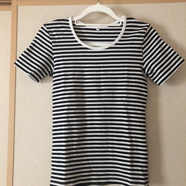 MUJI (無印良品)(ムジルシリョウヒン)の無印良品★ボーダー★Tシャツ★黒&白   レディースのトップス(Tシャツ(半袖/袖なし))の商品写真