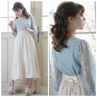 マジェスティックレゴン(MAJESTIC LEGON)のMAJESTIC LEGON☆新品♪後ろリボン編み上げ＊ギャザーフレアスカート(ロングスカート)