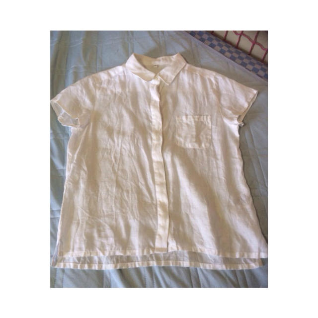 MUJI (無印良品)(ムジルシリョウヒン)のフレンチリネン半袖 無印良品 レディースのトップス(シャツ/ブラウス(半袖/袖なし))の商品写真