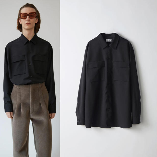 【Acne Studios】ミニマルミリタリーシャツ ブラック