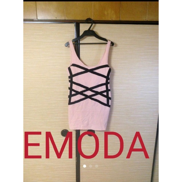 EMODA(エモダ)のEMODAボディコンビスチェテープリボンチュニックワンピース レディースのワンピース(ひざ丈ワンピース)の商品写真