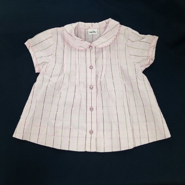 baby Dior(ベビーディオール)のbaby Dior 丸襟 チェックシャツ キッズ/ベビー/マタニティのキッズ服女の子用(90cm~)(Tシャツ/カットソー)の商品写真