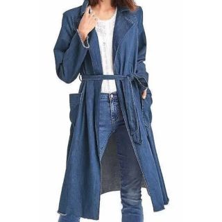 【新品未使用品】GAP ベルテッドデニムコート XL ブルー系 内側総ボア