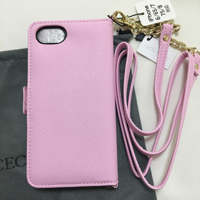 CECIL McBEE(セシルマクビー)の新品 セシルマクビー ショルダー付き ミラー付き iPhoneケース ピンク スマホ/家電/カメラのスマホアクセサリー(iPhoneケース)の商品写真