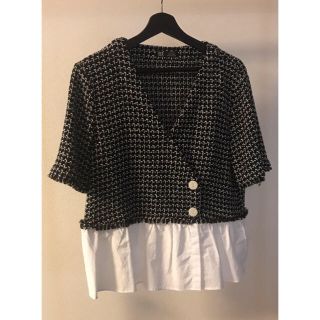 ザラ(ZARA)のZARA ツイードトップス 半袖 ※新品未使用※(カットソー(半袖/袖なし))