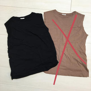 ジーユー(GU)のカラースリーブレスＴシャツ ブラック 美品(Tシャツ(半袖/袖なし))