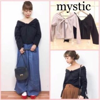 ミスティック(mystic)のゆなゆな様専用❗️mystic♡前結びブラウス  ブラック(シャツ/ブラウス(長袖/七分))