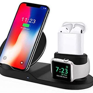 Qi ワイヤレス充電器 急速 3 in 1充電スタンド apple watch(バッテリー/充電器)