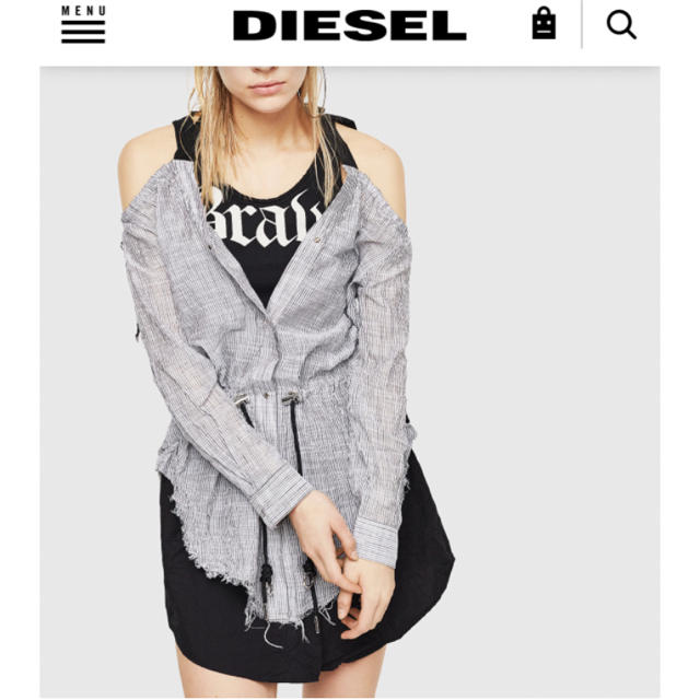 DIESEL(ディーゼル)のDIESELストライプオフショルワンピース レディースのワンピース(ひざ丈ワンピース)の商品写真