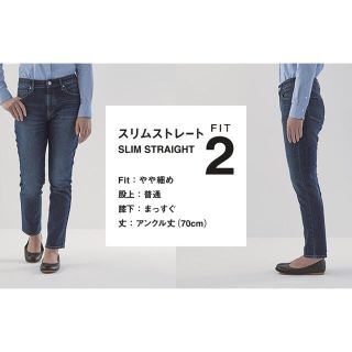 ムジルシリョウヒン(MUJI (無印良品))の【スリムストレート】25インチ63.5cm【インディゴブルー】(デニム/ジーンズ)