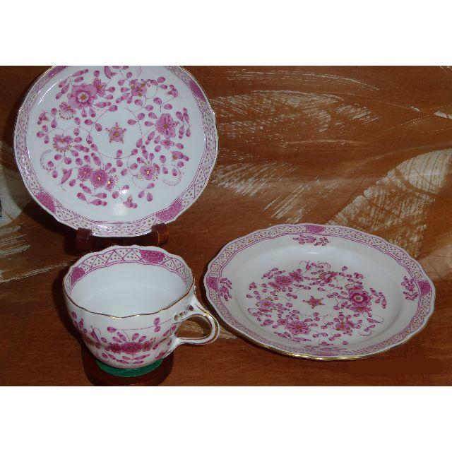 驚きの値段で】 MEISSEN - マイセンインドの華三点セットピンク未使用