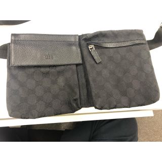 グッチ(Gucci)のグッチ ウエストポーチ  GUCCI ブラック ウエストバッグ  28566(ウエストポーチ)