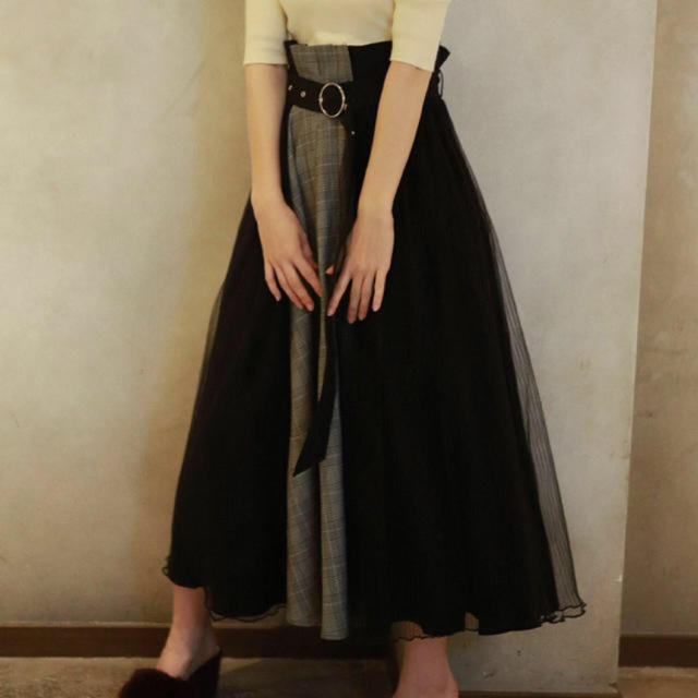 SNIDEL(スナイデル)のお取り置き lissi boutique チェックチュールロングスカート レディースのスカート(ロングスカート)の商品写真