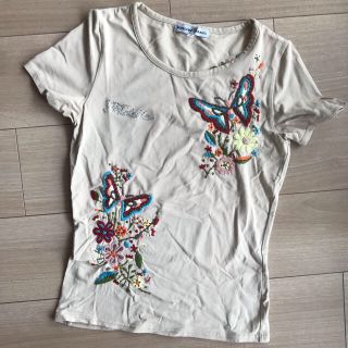 ノービーンズ(KNOW BEANS)の花柄 刺繍 Tシャツ M(Tシャツ(半袖/袖なし))