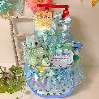 ♡様・おむつケーキ・2段・男の子・水色系(その他)