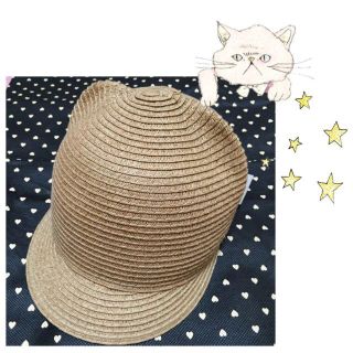 ザラ(ZARA)の♡ ネコ耳 ストローキャップ ♡(麦わら帽子/ストローハット)