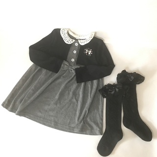 女児用フォーマルワンピース+黒レースハイソックス(ドレス/フォーマル)
