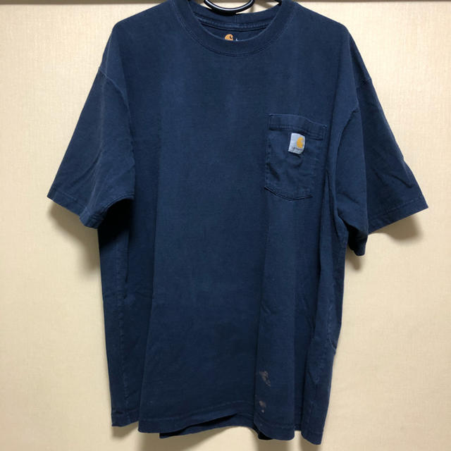 carhartt(カーハート)のカーハート ポケットTシャツ L 紺 アメリカ古着 メンズのトップス(Tシャツ/カットソー(半袖/袖なし))の商品写真