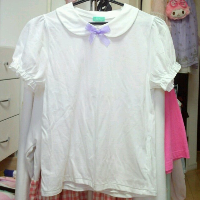 NILE PERCH(ナイルパーチ)の襟付きパフスリーブTシャツ レディースのトップス(Tシャツ(半袖/袖なし))の商品写真