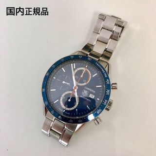 タグホイヤー(TAG Heuer)の【国内正規品】タグ・ホイヤー カレラ CV2015 青文字盤 青ベゼル 赤針(腕時計(アナログ))