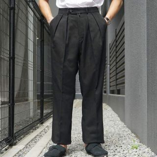 コモリ(COMOLI)の19AW NEAT COTTON KERSEY WIDE 46 BLACK(スラックス)