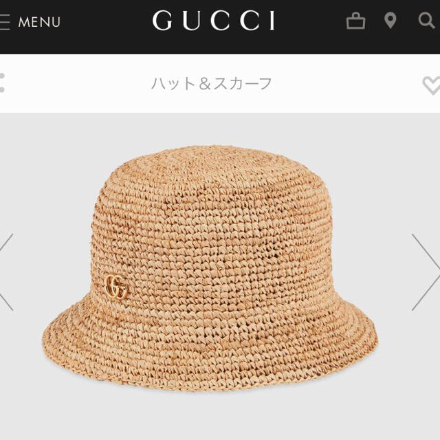 Gucci(グッチ)のグッチ19SS【新作】直営店 アイボリー ラフィア ハット レディースの帽子(麦わら帽子/ストローハット)の商品写真