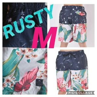 ラスティ(RUSTY)の新品メンズM BEG★RUSTYトランクス海パン ボードショーツ  サーフパンツ(水着)