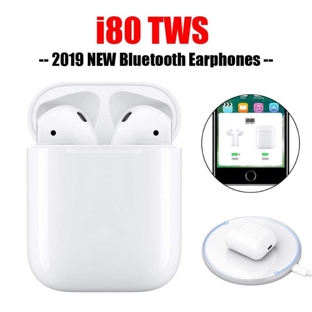 【未使用品】2019年最新モデル i80 tws Bluetoothイヤホン スマホ/家電/カメラのオーディオ機器(ヘッドフォン/イヤフォン)の商品写真