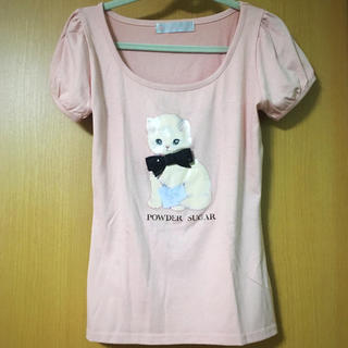 パウダーシュガー(POWDER SUGAR)のカットソー Tシャツ 猫(カットソー(半袖/袖なし))