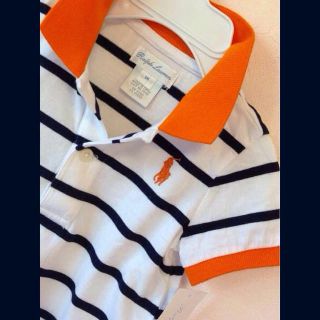 ラルフローレン(Ralph Lauren)の紺オレンジ半袖オール(70)6m(ロンパース)