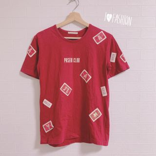 ピンクハウス(PINK HOUSE)の【PASERICLUB】PINKHOUSE ワッペンボルドーTシャツ 古着レトロ(Tシャツ(半袖/袖なし))