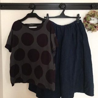 ナチュラルランドリー(NATURAL LAUNDRY)の昨季美品●ナチュラルランドリー　ドット柄Tシャツ(Tシャツ(半袖/袖なし))