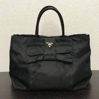 プラダ(PRADA)のプラダ　ハンドバッグ　テスート　リボンモチーフ　美品！(ハンドバッグ)